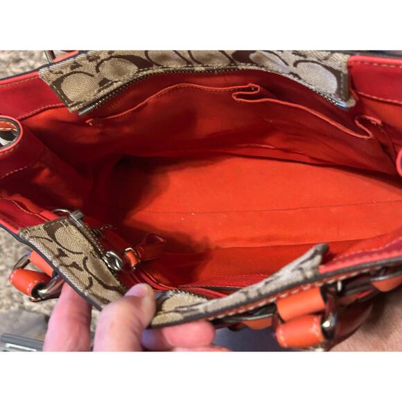 Authentic Y2K Coach Hampton Signature Orange Braided Handbag Satchel Purse - Picture 4 of 16